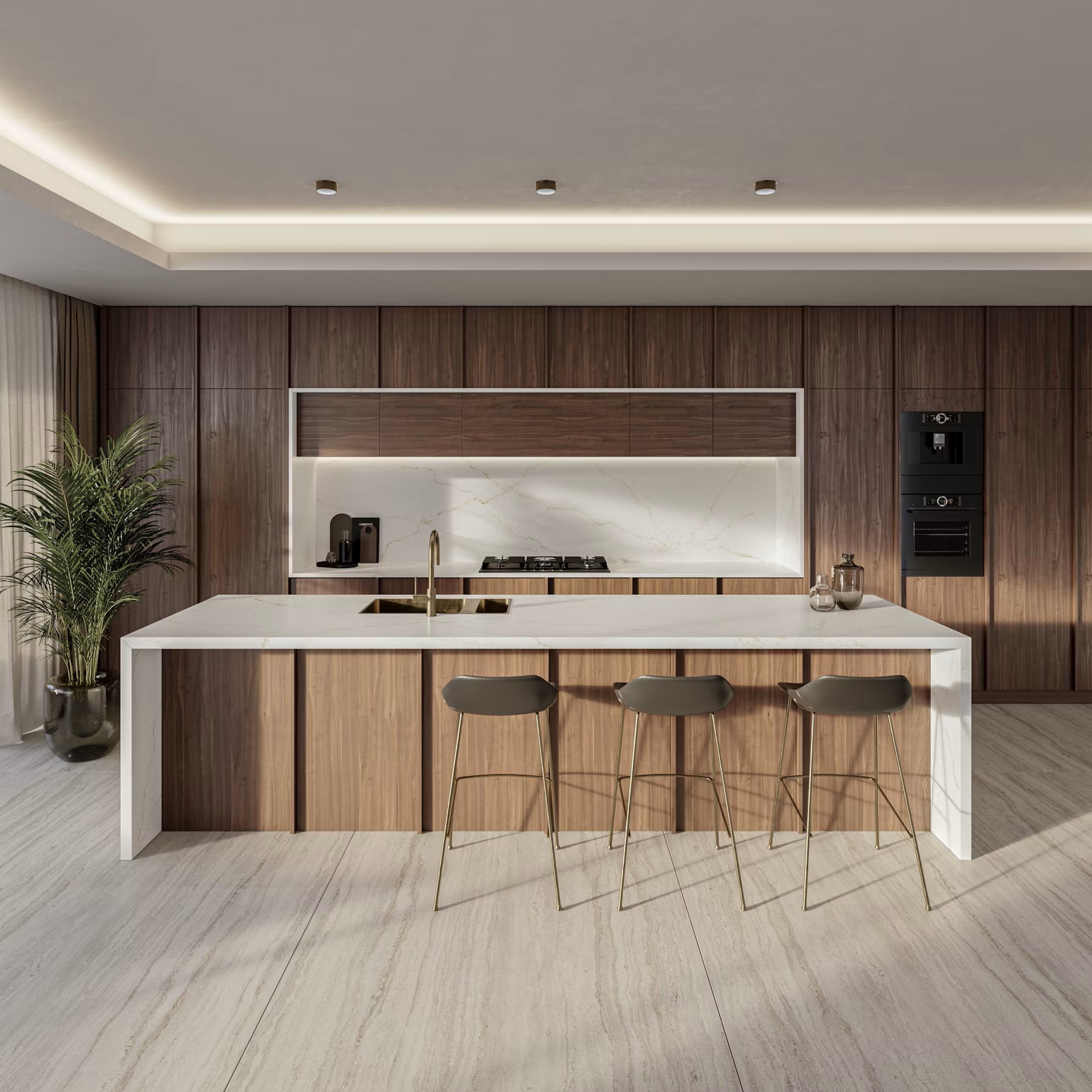 Réalisation n°2 du plan de travail Blanc Élysée en Quartz Silestone