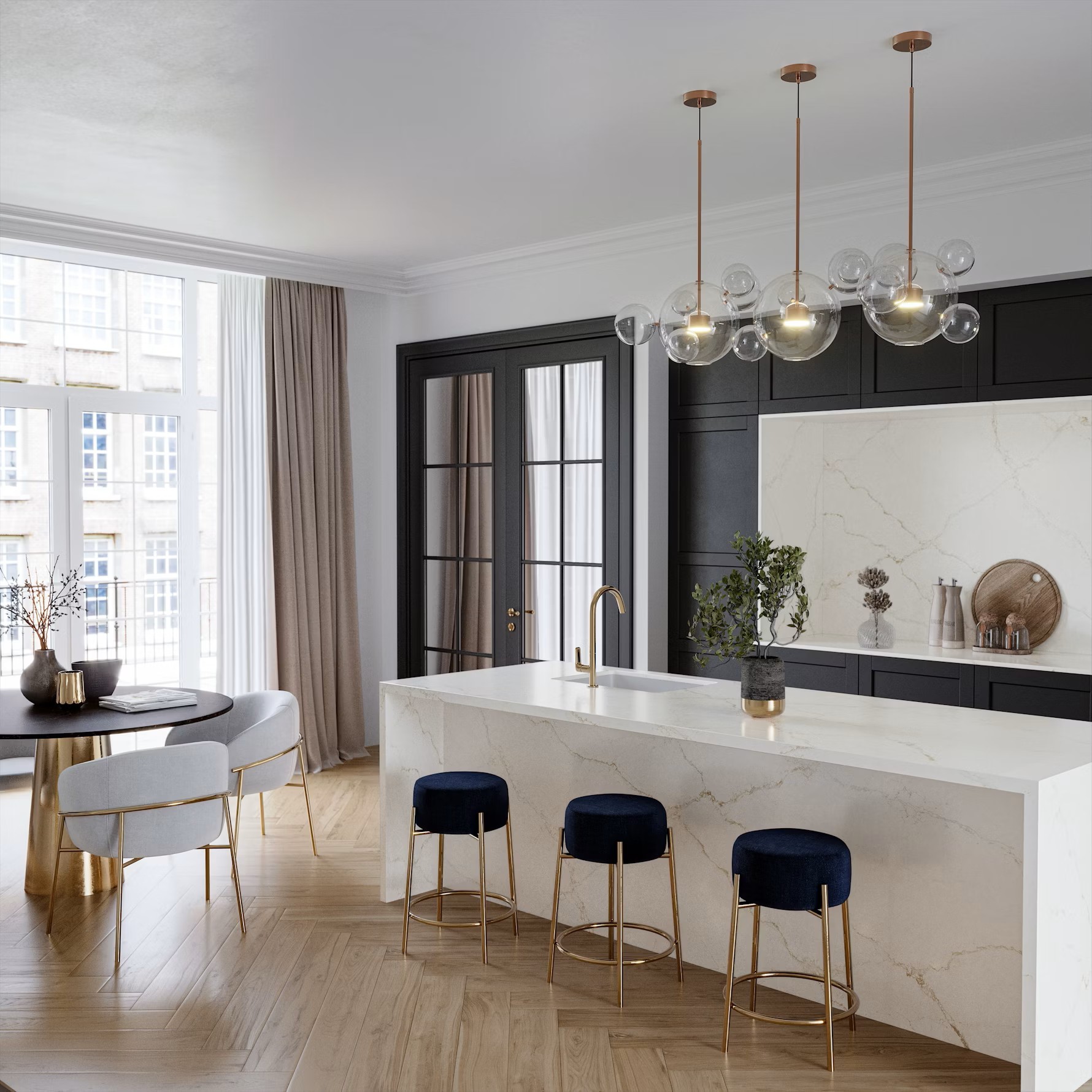 Réalisation n°5 du plan de travail Blanc Élysée en Quartz Silestone