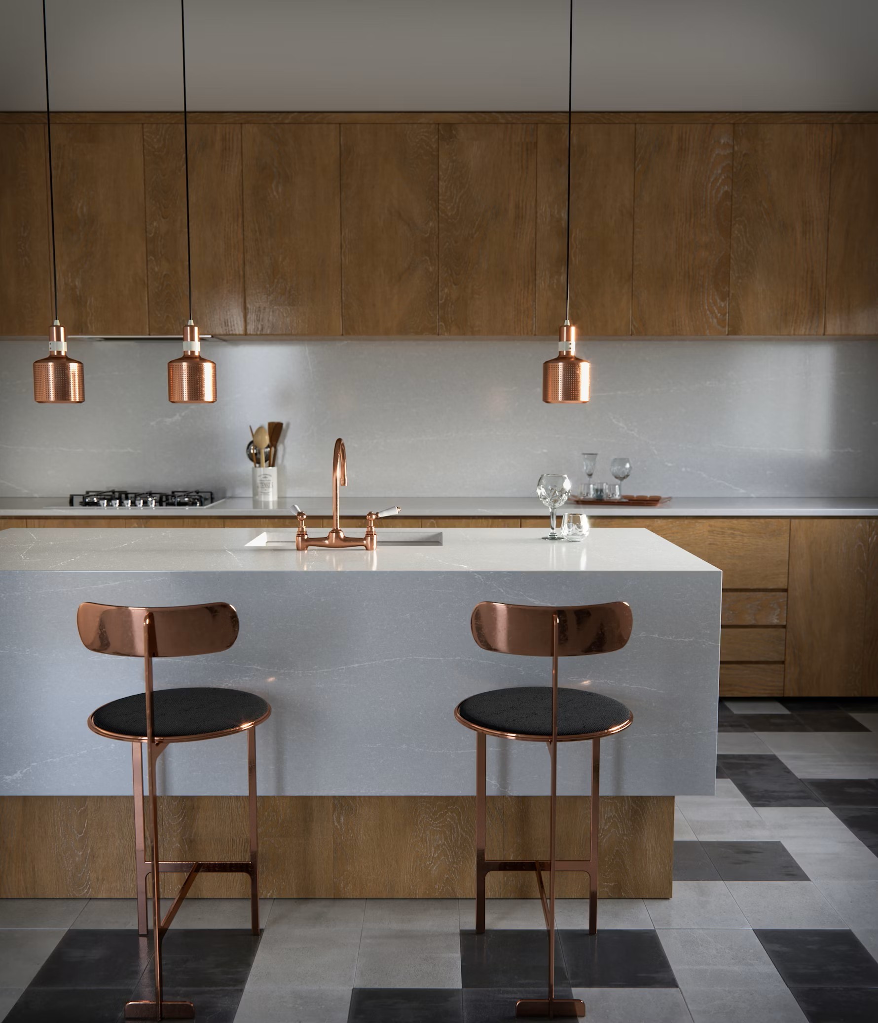 Réalisation n°2 du plan de travail Desert Silver en Quartz Silestone