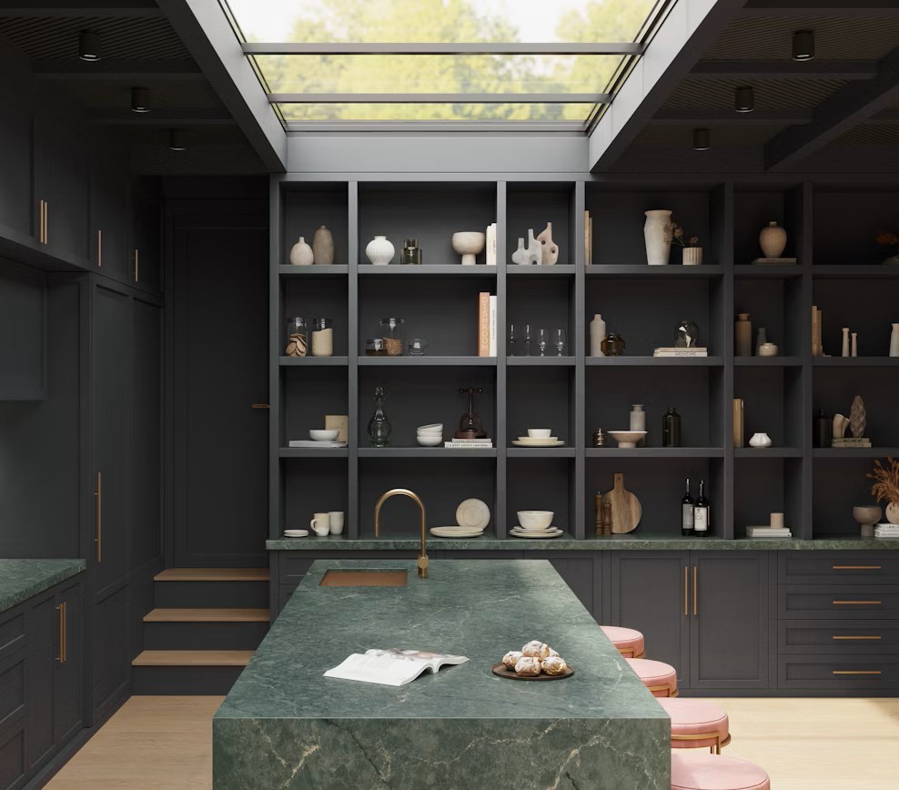 Réalisation n°2 du plan de travail Jardin Emerald en Quartz Silestone