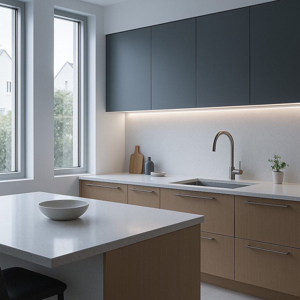 Réalisation n°2 du plan de travail Lime Delight en Quartz Silestone