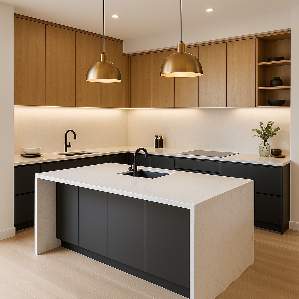 Réalisation n°2 du plan de travail Miami Vena en Quartz Silestone