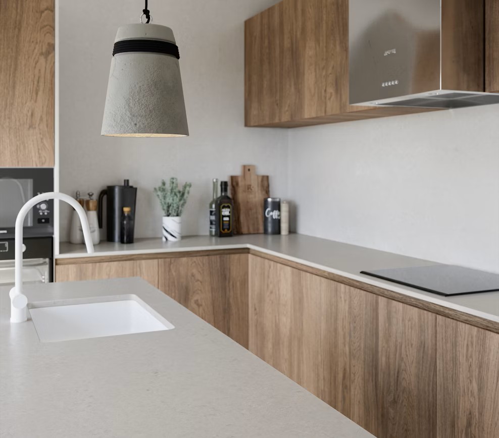 Réalisation n°1 du plan de travail Motion Grey en Quartz Silestone