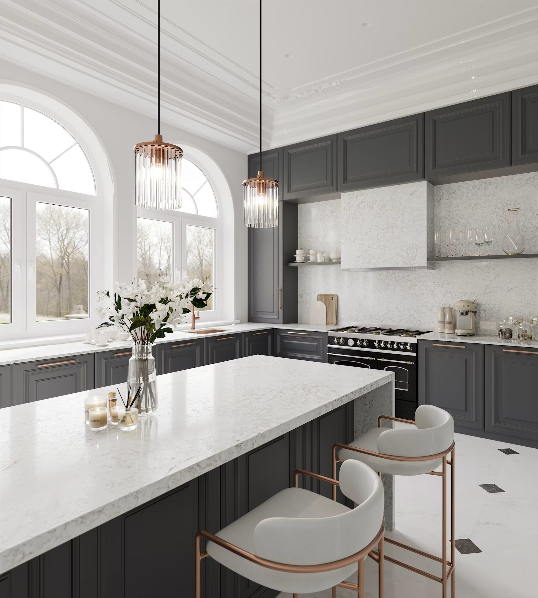 Réalisation n°2 du plan de travail Rivière Rose en Quartz Silestone