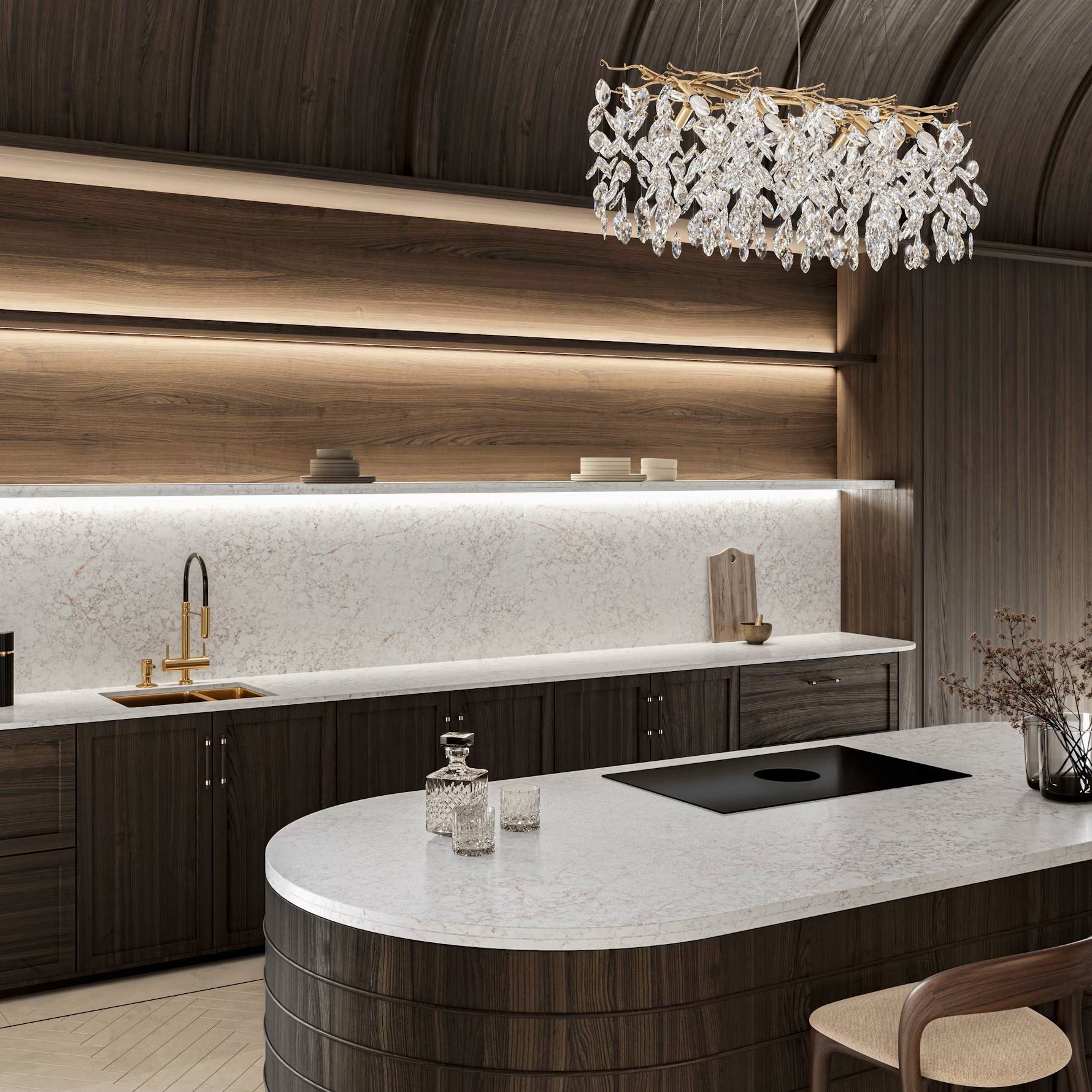 Réalisation n°6 du plan de travail Rivière Rose en Quartz Silestone
