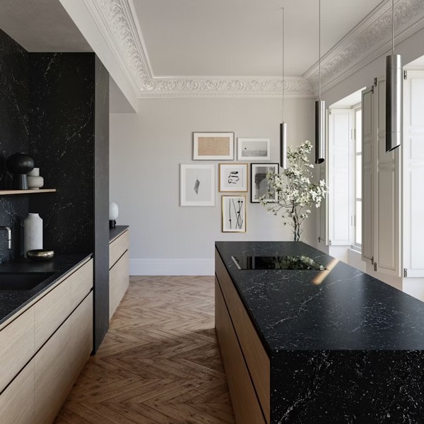 Réalisation n°1 du plan de travail Romantic Ash en Quartz Silestone