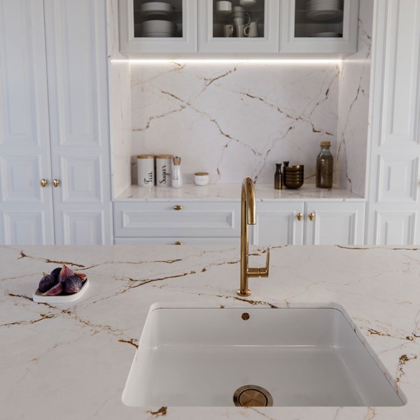 Réalisation n°10 du plan de travail Versailles ivory en Quartz Silestone