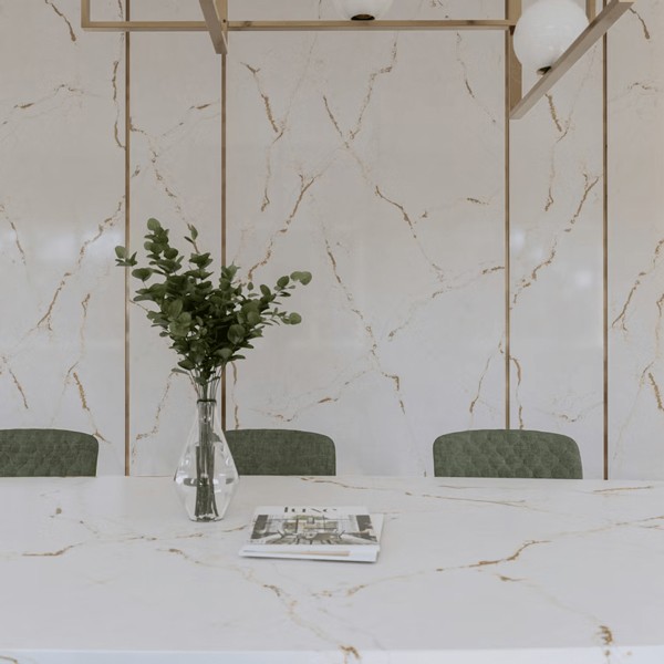Réalisation n°5 du plan de travail Versailles ivory en Quartz Silestone