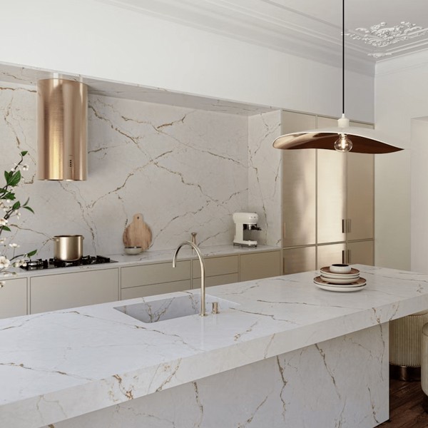 Réalisation n°6 du plan de travail Versailles ivory en Quartz Silestone