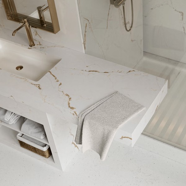 Réalisation n°9 du plan de travail Versailles ivory en Quartz Silestone