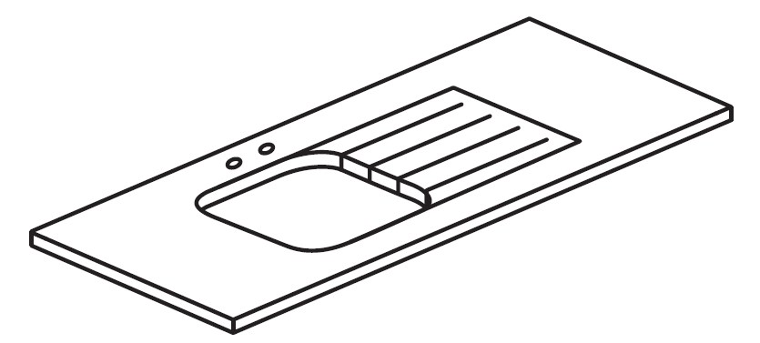 Découpe 1 cuve sous plan avec égouttoir décaissé et rainurages