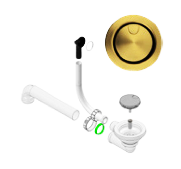 Bonde sans trop plein - Gold - tubulure souple