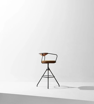 Akron Bar Stool - Backrest & Leather
